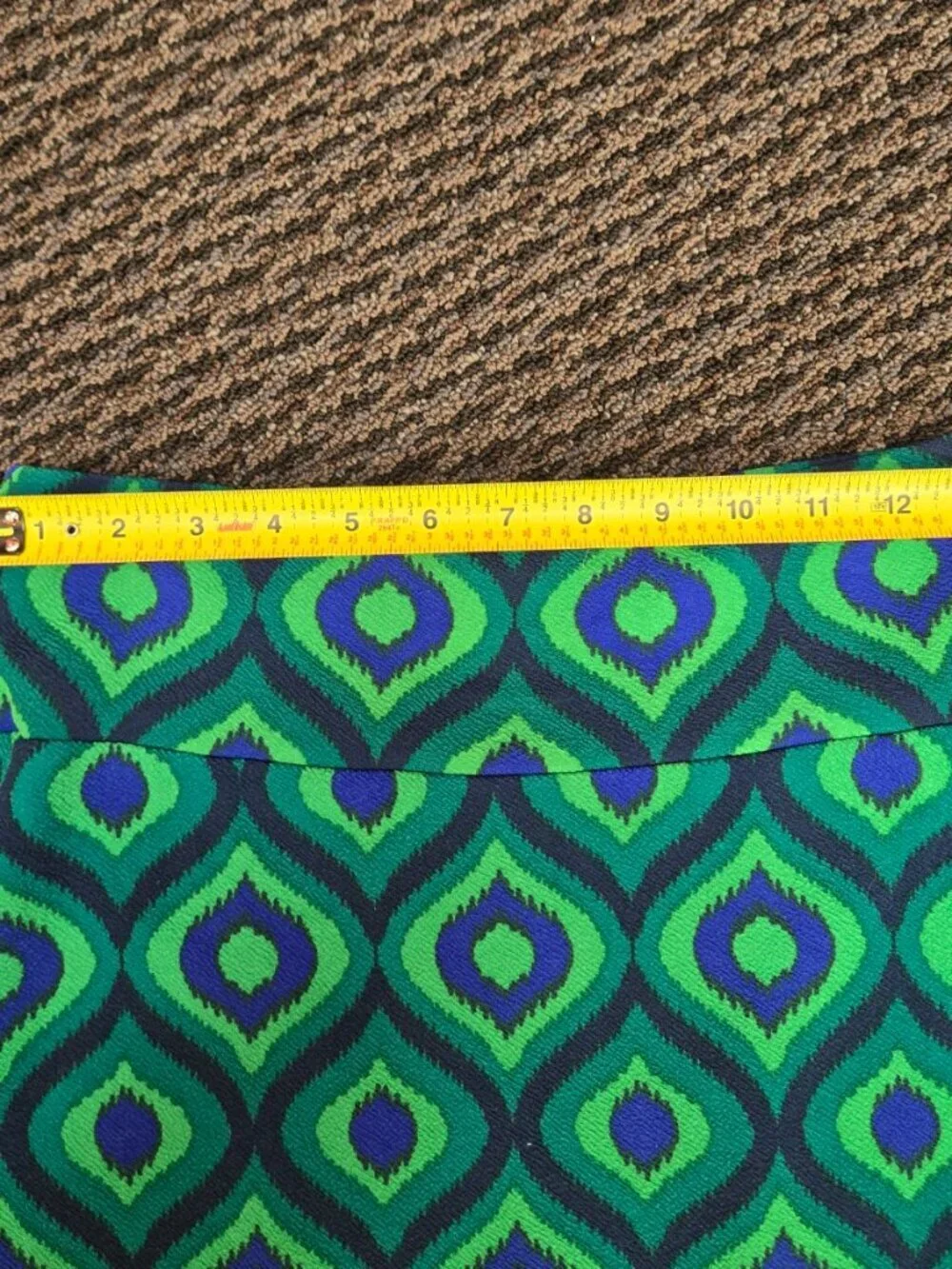 LuLaRoe Cassie Pencil Skirt Small S Peacock Feathers Blue Green Stretchy Knit